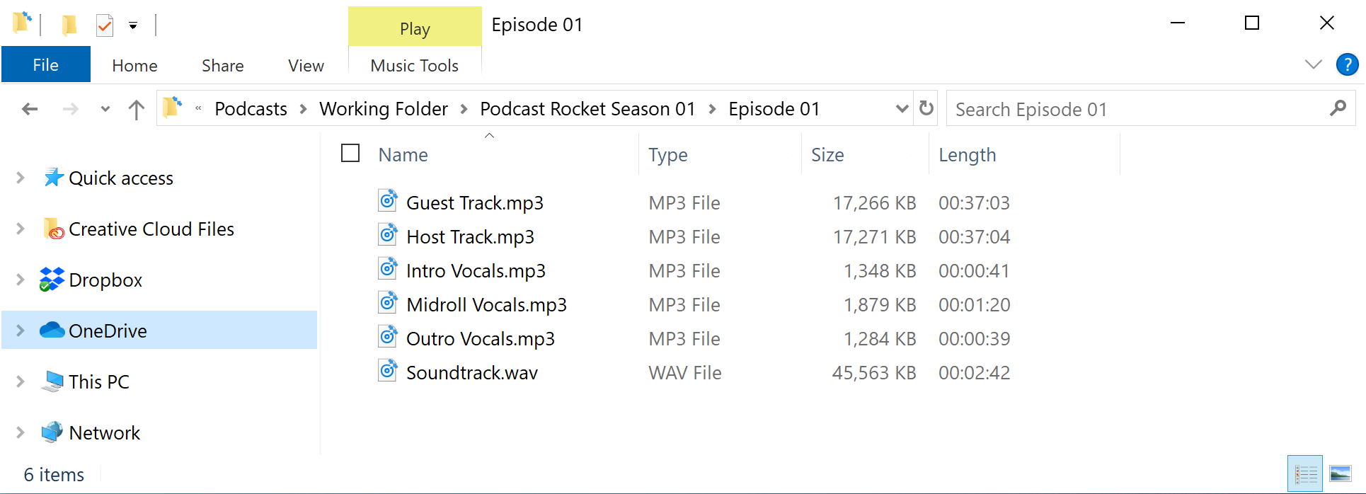 podcast files organised