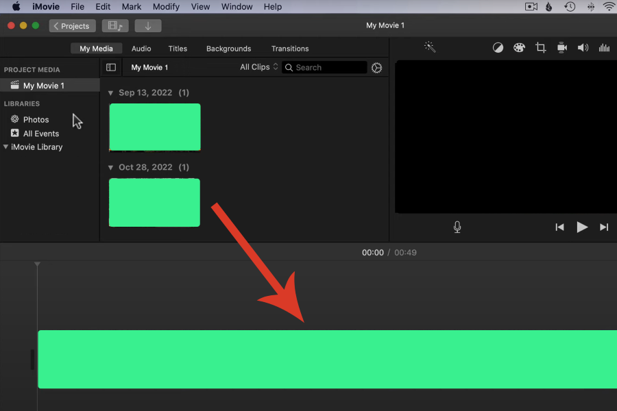drag content into timeline viewer in imovie