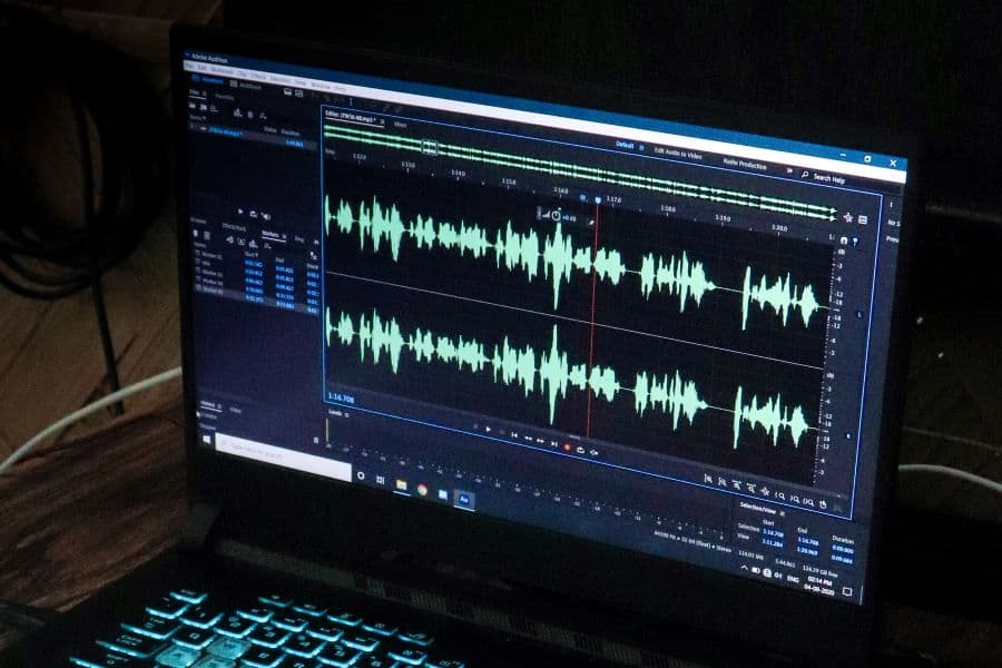 adobe audition opened on laptop