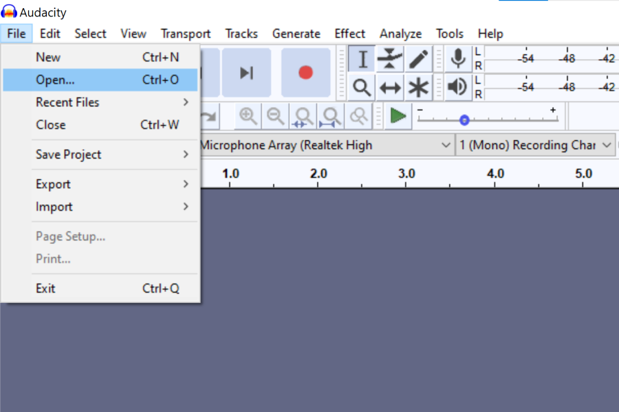 open file in audacity