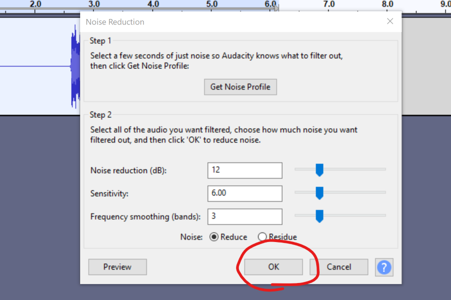 reduce noise in audacity