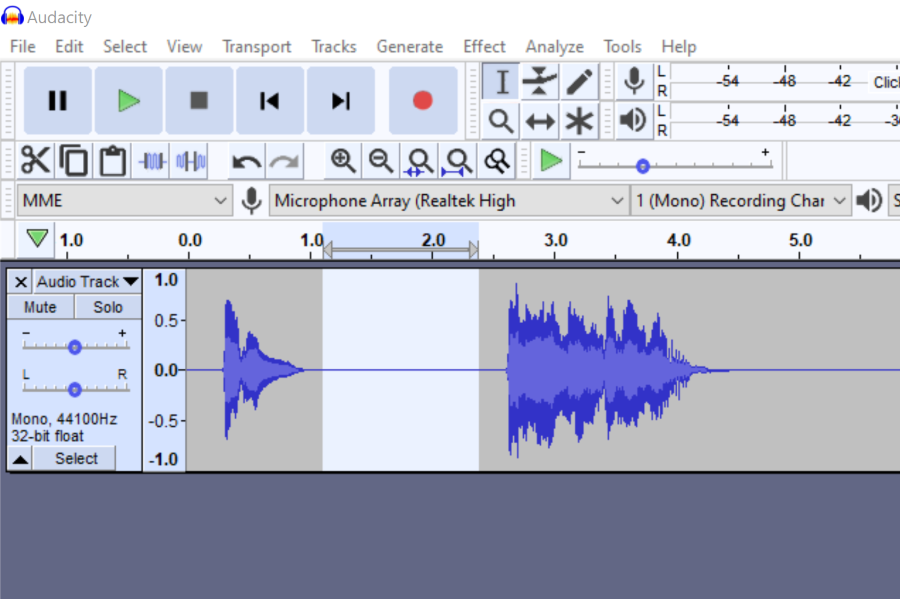 select noise section in audacity