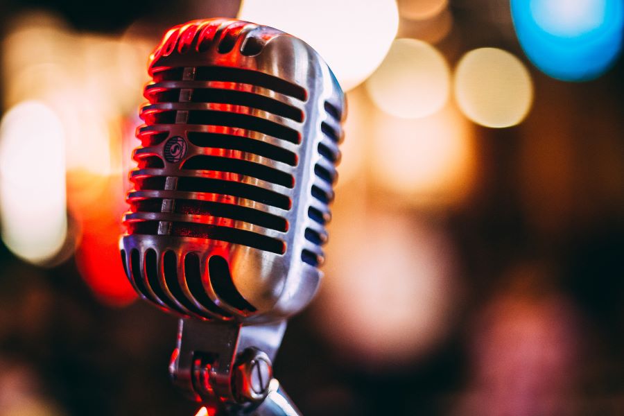 bokeh photo of a condenser mic