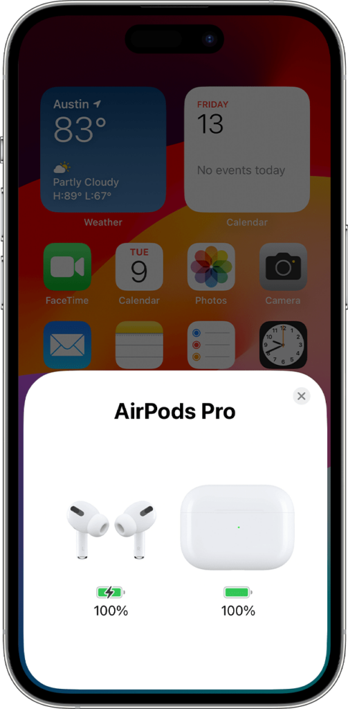 Check the battery levels of your airpods and case on your iPhone