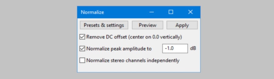 audacity normalize tool