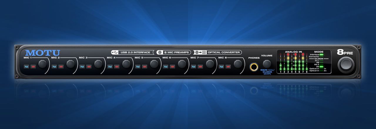 The 8pre, one of the best 8 channel audio interface, provides eight microphone/instrument preamps with pristine 96kHz analog recording and playback, combined with 8 channels of ADAT optical digital I/O.
