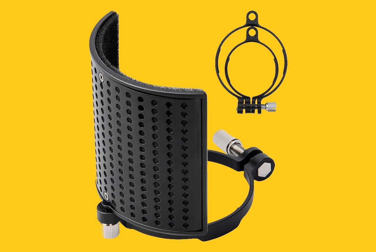 The Moukey Microphone Pop Filter, a pop filter for Blue Yeti, is suitable for 49-54mm and 66-70mm diameter microphones.