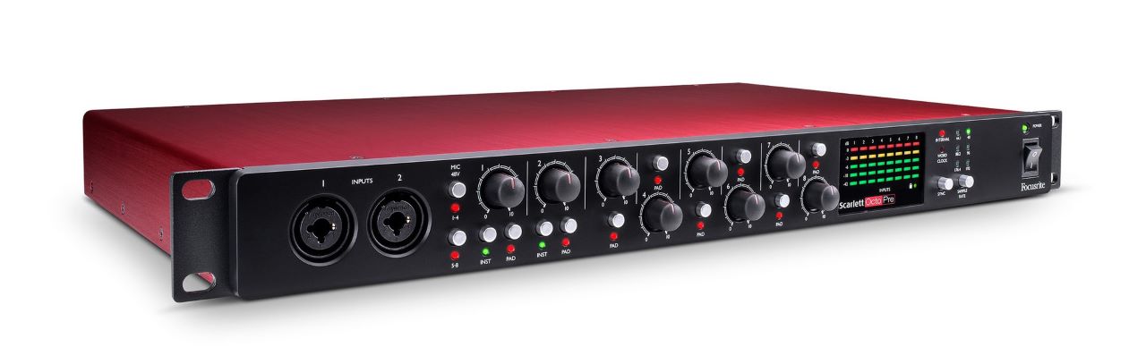 The Scarlett OctoPre, one of our choices for the best Thunderbolt audio interface for Logic Pro X, features eight natural-sounding 2nd generation Scarlett mic preamps. 