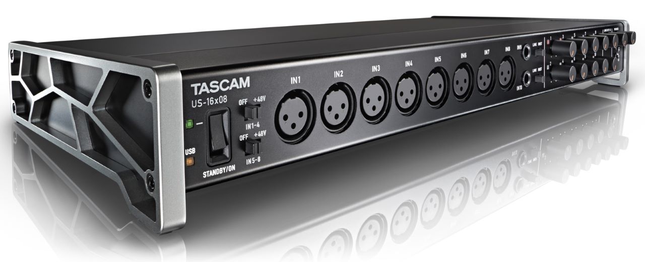 The TASCAM US-16x08, one of the best 8 channel audio interface, captures 16 mic and line inputs to your computer with clear sound quality and advanced features to manage big sessions.