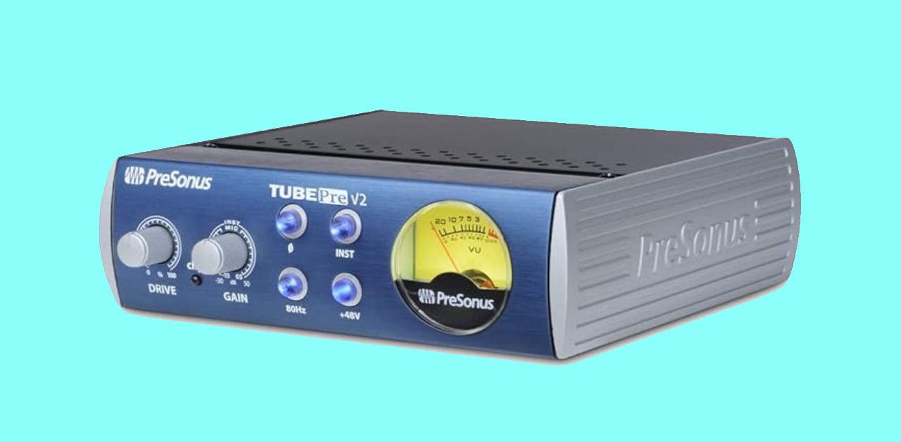 The TubePre v2, one of the best budget mic preamp, has gain control and tube drive saturation control.
