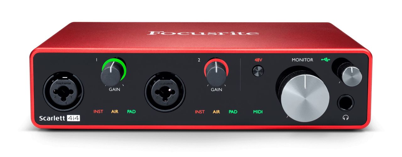 The 4i4, one of the best audio interface under 500 dollars, has 24-bit/192 kHz converters deliver studio-quality sound.