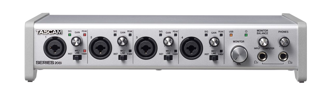 The Tascam Series 208i, an audio interface with XLR output, has two optical S/MUX expansion ports that accept up to 16 channels of audio input. 