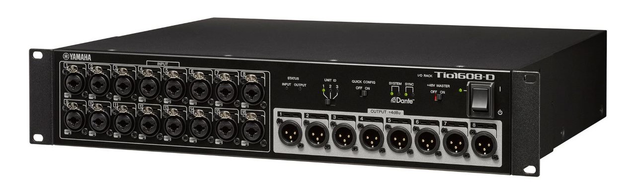 The Tio1608-D, an audio interface with XLR output, is a Dante-equipped I/O rack with 16 microphone/ line inputs and 8 line outputs. 
