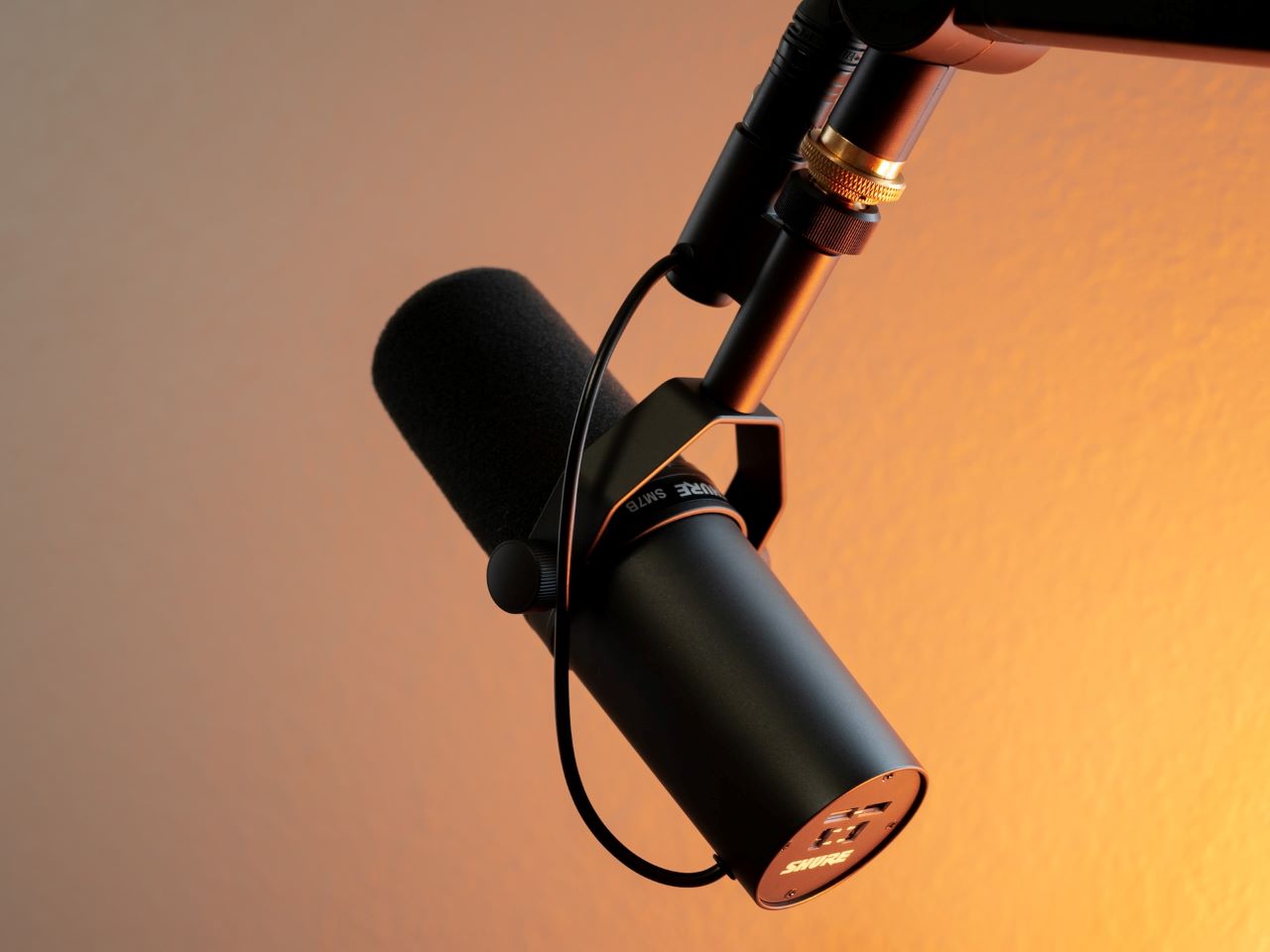 Shure SM7B switches: Located at the rear of the microphone, the High Pass Filter switch is easily accessible and can be adjusted using a small flathead screwdriver.