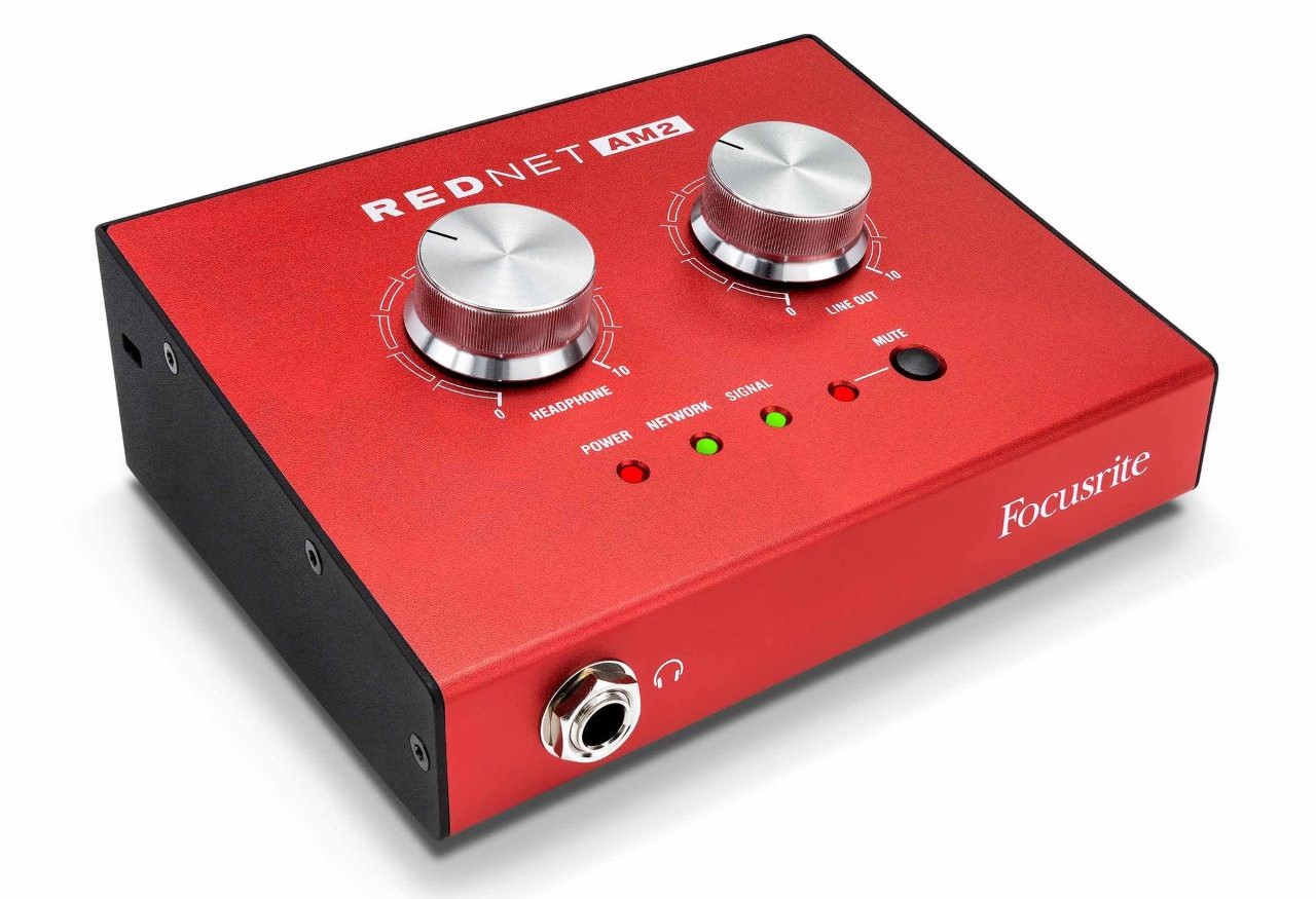 RedNet AM2, an audio interface with XLR output, includes a 2-channel Dante receiver based around Audinate's 'Ultimo' hardware. 